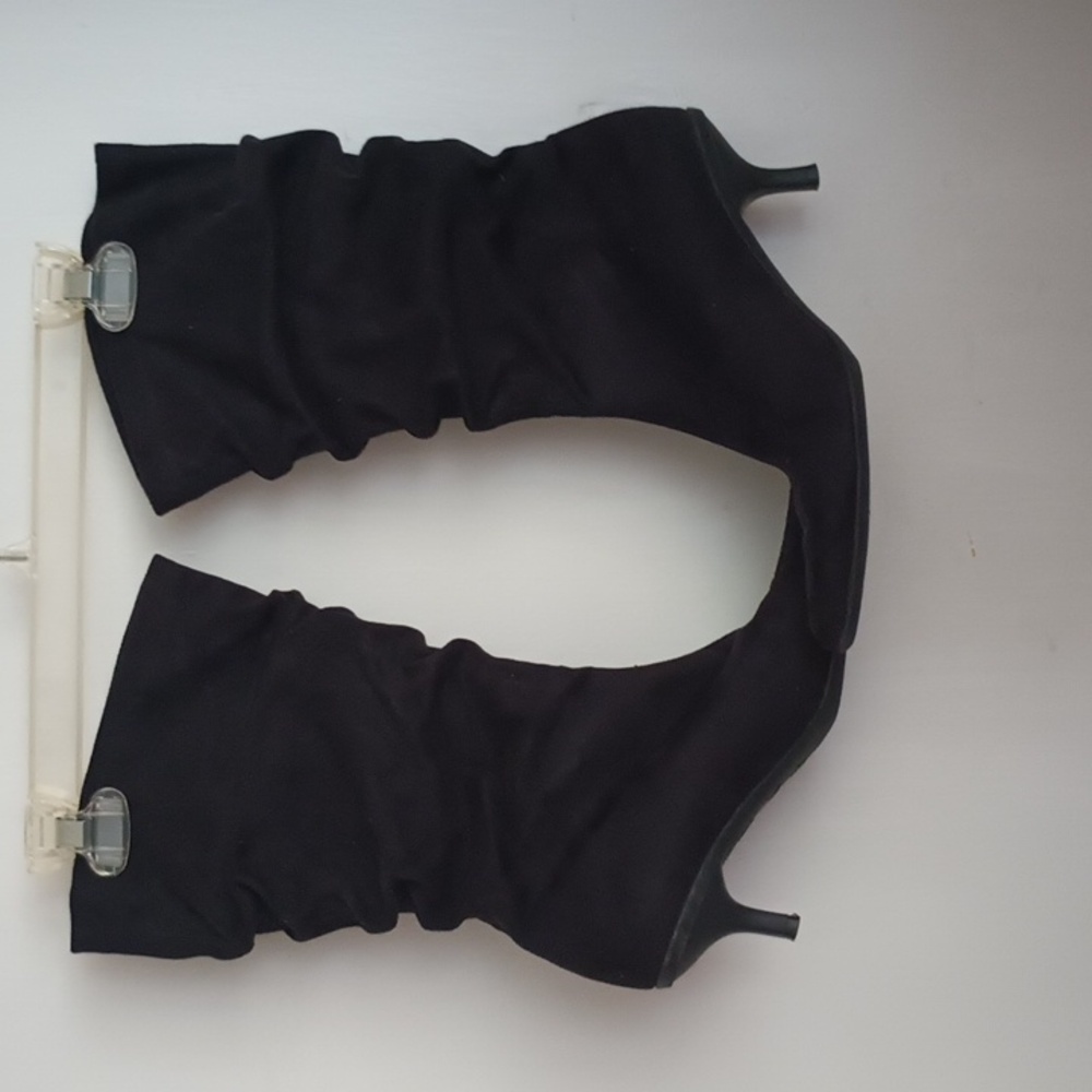 Faux Suede Black Slouch Boots